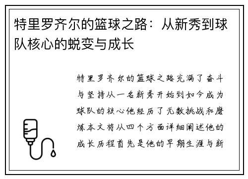 特里罗齐尔的篮球之路：从新秀到球队核心的蜕变与成长